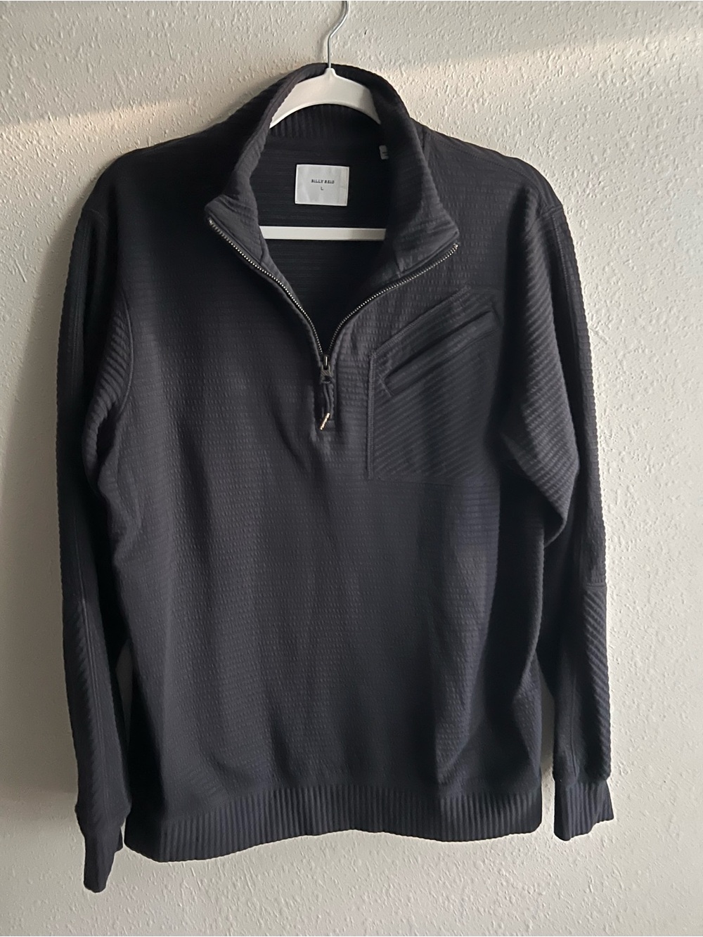 Billy Reid Black Half-Zip Textured Sweater